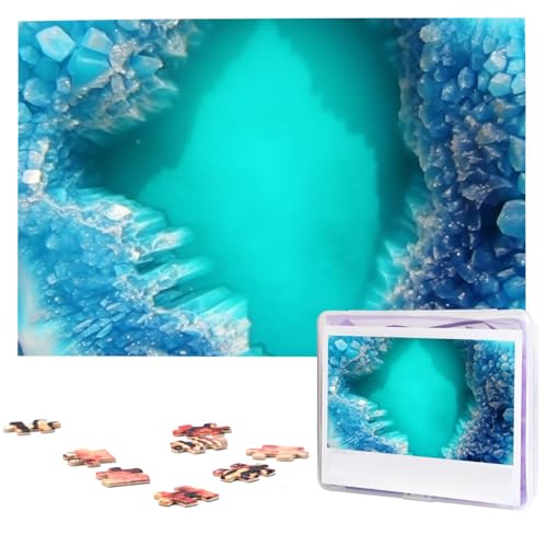 Aqua Blue Turquoise Puzzles 1000 Pieces with Storage Bag Personalized Jigsaw Puzzles for Men Women Picture Puzzle for Family Challenging Photos Puzzle for Home Decor (74.9 cm x 50.0 cm) von Fhpce