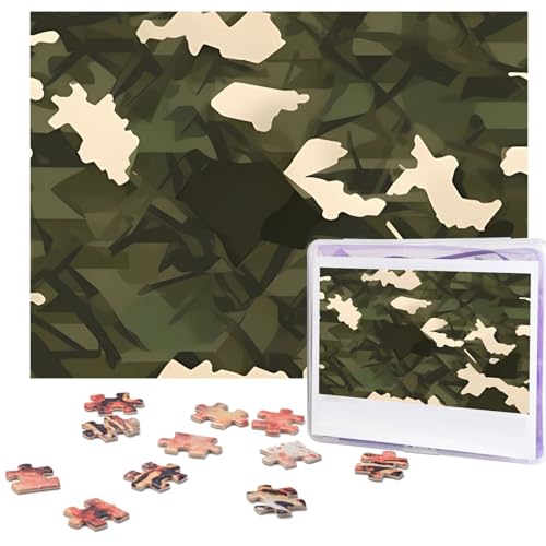 Armee-Camouflage-Puzzle, 500 Teile, mit Aufbewahrungstasche, personalisierte Puzzles für Männer und Frauen, Bilderpuzzle für Familie, anspruchsvolle Fotos, Puzzle für Heimdekoration (51,8 x 38,1 cm) von Fhpce