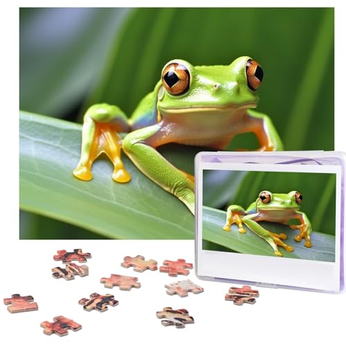 Baumfrosch-Baby-Puzzle, 500 Teile, mit Aufbewahrungstasche, personalisierte Puzzles für Männer und Frauen, Bilderpuzzle für Familie, anspruchsvolle Fotos, Puzzle für Heimdekoration (51,8 x 38,1 cm) von Fhpce