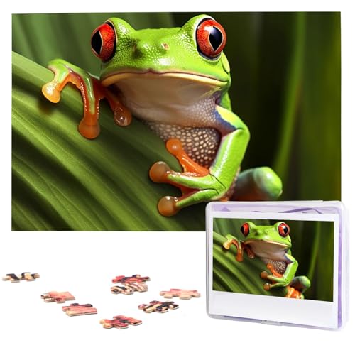 Baumfrosch-Puzzle, 1000 Teile, mit Aufbewahrungstasche, personalisierte Puzzles für Männer und Frauen, Bilderpuzzle für Familie, anspruchsvolle Fotos, Puzzle für Heimdekoration (74,9 x 50 cm) von Fhpce