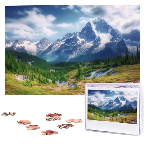 Berglandschaftspuzzle, 1000 Teile, mit Aufbewahrungstasche, personalisierte Puzzles für Männer und Frauen, Bilderpuzzle für Familie, anspruchsvolle Fotos, Puzzle für Heimdekoration (74,9 x 50 cm) von Fhpce