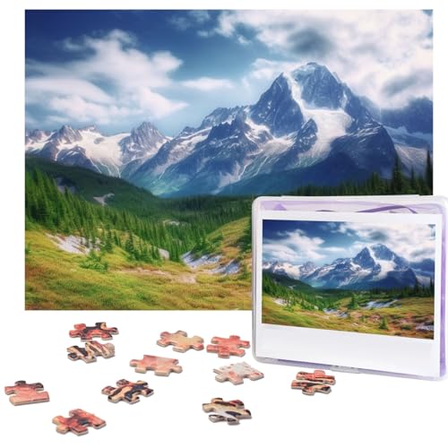 Berglandschaftspuzzle, 500 Teile, mit Aufbewahrungstasche, personalisierte Puzzles für Männer und Frauen, Bilderpuzzle für Familie, anspruchsvolle Fotos, Puzzle für Heimdekoration (51,8 x 38,1 cm) von Fhpce