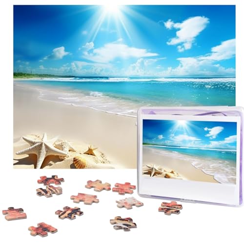 Bright Sunshine Summer Beach Puzzles 500 Teile mit Aufbewahrungstasche, personalisierte Puzzles für Männer und Frauen, Bilderpuzzle für Familie, anspruchsvolle Fotos, Puzzle für Heimdekoration (51,8 x von Fhpce