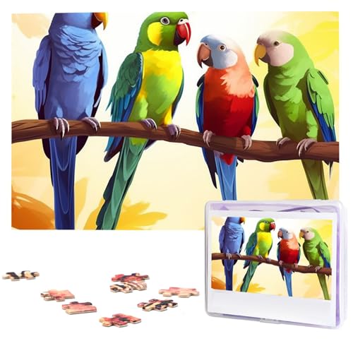 Bunte Papageien auf Baum, Puzzle, 1000 Teile, mit Aufbewahrungstasche, personalisiertes Puzzle für Männer und Frauen, Bilderpuzzle für Familie, anspruchsvolle Fotos, Puzzle für Heimdekoration (74,9 x von Fhpce