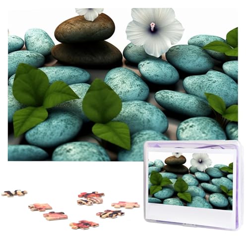 Cobblestone Zen-Blumen-Puzzle, 1000 Teile, mit Aufbewahrungstasche, personalisierte Puzzles für Männer und Frauen, Bilderpuzzle für Familie, anspruchsvolle Fotos, Puzzle für Heimdekoration (74,9 x 50 von Fhpce