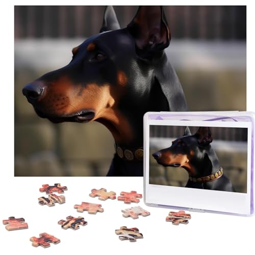 Dobermann-Puzzle, 500 Teile, mit Aufbewahrungstasche, personalisierte Puzzles für Männer und Frauen, Bilderpuzzle für Familie, anspruchsvolle Fotos, Puzzle für Heimdekoration (51,8 x 38,1 cm) von Fhpce