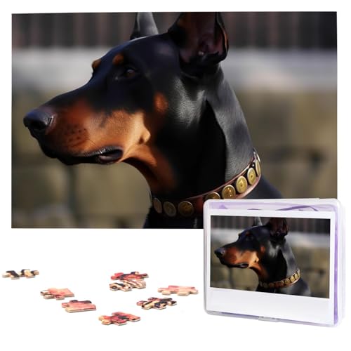 Dobermann-Puzzles, 1000 Teile mit Aufbewahrungstasche, personalisierte Puzzles für Männer und Frauen, Bilderpuzzle für Familie, anspruchsvolle Fotos, Puzzle für Heimdekoration (74,9 x 50 cm) von Fhpce