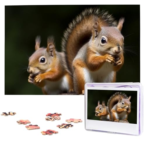 Eichhörnchen-Tierpuzzles 1000 Teile mit Aufbewahrungstasche, personalisierte Puzzles für Männer und Frauen, Bilderpuzzle für Familie, anspruchsvolle Fotos, Puzzle für Heimdekoration (74,9 x 50 cm) von Fhpce