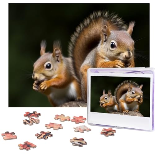 Eichhörnchen-Tierpuzzles 500 Teile mit Aufbewahrungstasche, personalisierte Puzzles für Männer und Frauen, Bilderpuzzle für Familie, anspruchsvolle Fotos, Puzzle für Heimdekoration (51,8 x 38,1 cm) von Fhpce