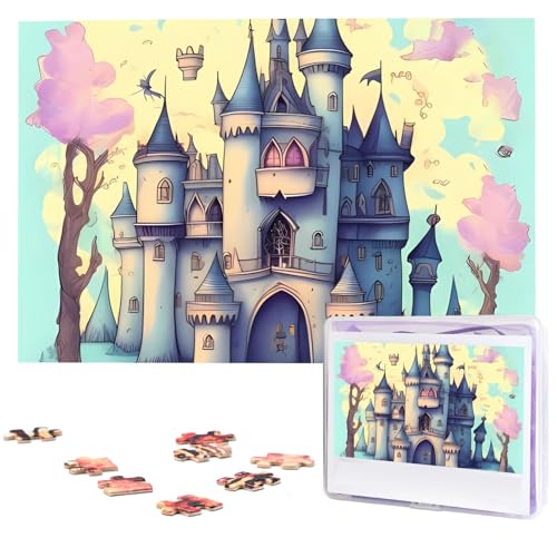 Fairytale Castle Puzzles 1000 Teile mit Aufbewahrungstasche, personalisierte Puzzles für Männer und Frauen, Bilderpuzzle für Familie, herausfordernde Fotos, Puzzle für Heimdekoration (74,9 x 50 cm) von Fhpce