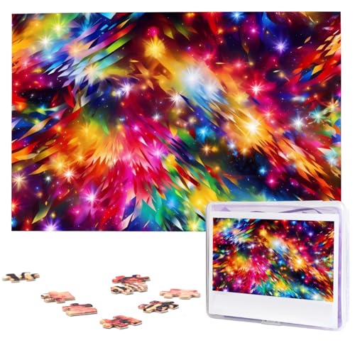 Farbenfrohe Kunst-Puzzles mit Aufbewahrungstasche, personalisiertes Puzzle für Männer und Frauen, Bilderpuzzle für Familie, anspruchsvolle Fotos, Puzzle für Heimdekoration (74,9 x 50 cm) von Fhpce