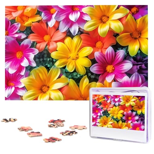 Fhpce Blooming Flowers Puzzles 1000 Teile mit Aufbewahrungstasche, personalisierte Puzzles für Männer und Frauen, Bilderpuzzle für Familie, anspruchsvolle Fotos, Puzzle für Heimdekoration (74,9 x 50 von Fhpce