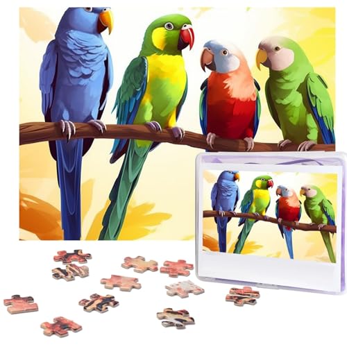 Fhpce Bunte Papageien auf Baum-Puzzle, 500 Teile, mit Aufbewahrungstasche, personalisiertes Puzzle für Männer und Frauen, Bilderpuzzle für Familie, anspruchsvolle Fotos, Puzzle für Heimdekoration von Fhpce