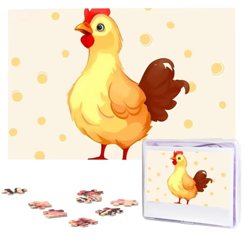 Fhpce Chicken Chick Puzzles 1000 Teile mit Aufbewahrungstasche, personalisierte Puzzles für Männer und Frauen, Bilderpuzzle für Familie, anspruchsvolle Fotos, Puzzle für Heimdekoration (74,9 x 50 cm) von Fhpce