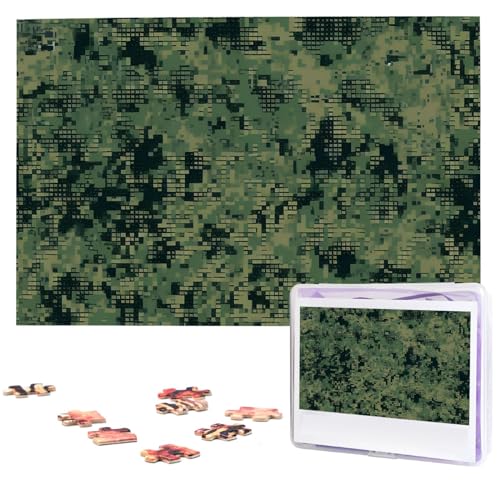 Fhpce Digitale Camouflage-Puzzles mit Aufbewahrungstasche, personalisiertes Puzzle für Männer und Frauen, Bilderpuzzle für Familie, anspruchsvolle Fotos, Puzzle für Heimdekoration (74,9 x 50 cm) von Fhpce