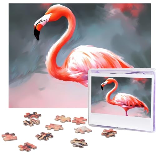 Fhpce Flamingo-Puzzle, 500 Teile, mit Aufbewahrungstasche, personalisierte Puzzles für Männer und Frauen, Bilderpuzzle für Familie, anspruchsvolle Fotos, Puzzle für Heimdekoration (51,8 x 38,1 cm) von Fhpce