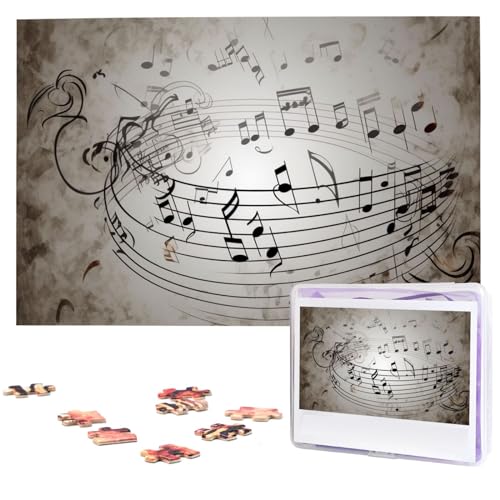 Fhpce Musiknoten-Wandpuzzle, 1000 Teile, mit Aufbewahrungstasche, personalisiertes Puzzle für Männer und Frauen, Bilderpuzzle für Familie, anspruchsvolle Fotos, Puzzle für Heimdekoration (74,9 x 50 von Fhpce