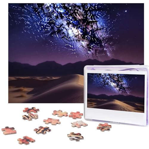 Fhpce Nacht in der Wüste Puzzles mit Aufbewahrungstasche, personalisiertes Puzzle für Männer und Frauen, Bilderpuzzle für Familie, anspruchsvolle Fotos, Puzzle für Heimdekoration (51,8 x 38,1 cm) von Fhpce