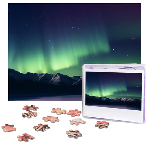 Fhpce Northern Aurora Night Puzzles 500 Teile mit Aufbewahrungstasche, personalisierte Puzzles für Männer und Frauen, Bilderpuzzle für Familie, anspruchsvolle Fotos, Puzzle für Heimdekoration (51,8 x von Fhpce