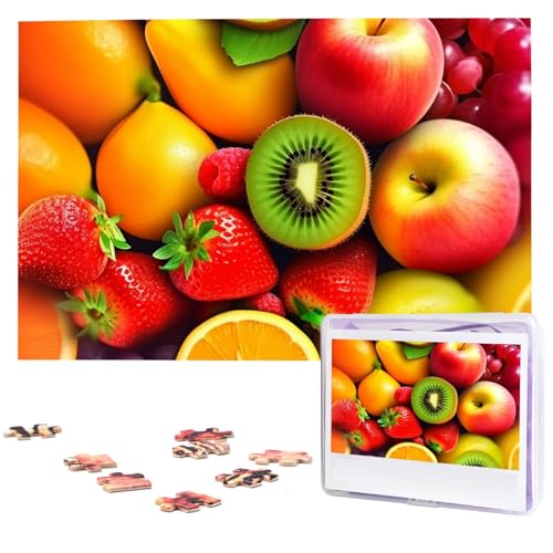 Fhpce Obst-Regenbogen-Puzzle, 1000 Teile, mit Aufbewahrungstasche, personalisierte Puzzles für Männer und Frauen, Bilderpuzzle für Familie, anspruchsvolle Fotos, Puzzle für Heimdekoration (74,9 x 50 von Fhpce