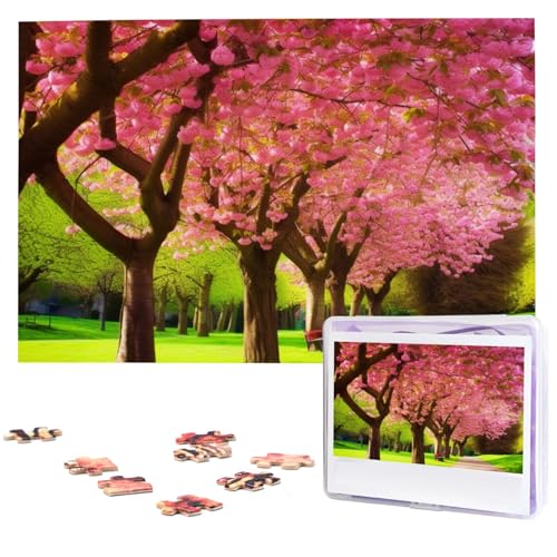 Fhpce Park Blooming Spring Puzzles 1000 Teile mit Aufbewahrungstasche, personalisierte Puzzles für Männer und Frauen, Bilderpuzzle für Familie, anspruchsvolle Fotos, Puzzle für Heimdekoration (74,9 x von Fhpce