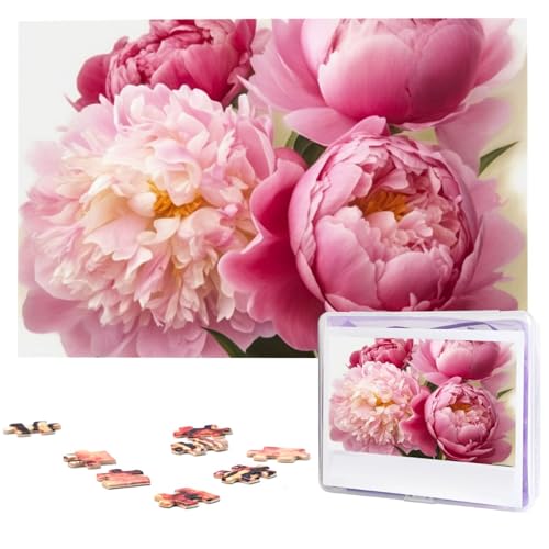 Fhpce Pfingstrosen-Blumen-Puzzle, 1000 Teile, mit Aufbewahrungstasche, personalisierte Puzzles für Männer und Frauen, Bilderpuzzle für Familie, anspruchsvolle Fotos, Puzzle für Heimdekoration (74,9 x von Fhpce