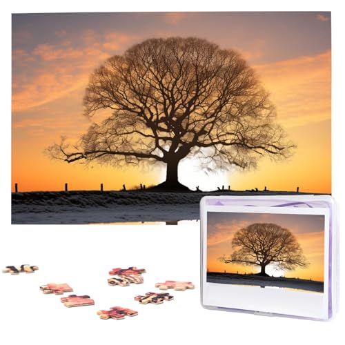 Fhpce Puzzle "Winter at Sunset", 1000 Teile, mit Aufbewahrungstasche, personalisierte Puzzles für Männer und Frauen, Bilderpuzzle für Familie, anspruchsvolle Fotos, Puzzle für Heimdekoration (74,9 x von Fhpce