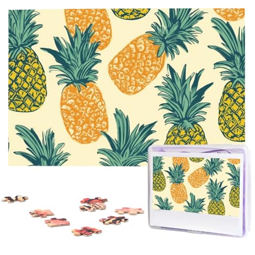 Fhpce Puzzle mit Ananas-Muster, 1000 Teile, mit Aufbewahrungstasche, personalisiertes Puzzle für Männer und Frauen, Bilderpuzzle für Familie, anspruchsvolle Fotos, Puzzle für Heimdekoration (74,9 x 50 von Fhpce