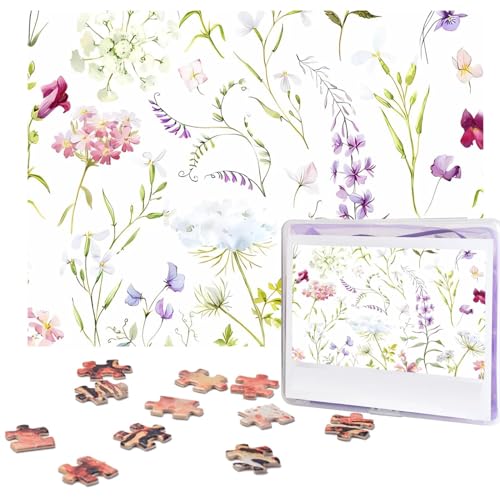 Fhpce Puzzle mit Aquarell-Blumenmuster, 500 Teile, mit Aufbewahrungstasche, personalisiertes Puzzle für Männer und Frauen, Bilderpuzzle für Familie, anspruchsvolle Fotos, Puzzle für Heimdekoration von Fhpce