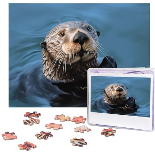 Fhpce Sea Otter-Puzzle, 500 Teile, mit Aufbewahrungstasche, personalisierte Puzzles für Männer und Frauen, Bilderpuzzle für Familie, anspruchsvolle Fotos, Puzzle für Heimdekoration (51,8 x 38,1 cm) von Fhpce