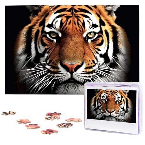 Fhpce Tiger Face Puzzles 1000 Teile mit Aufbewahrungstasche, personalisierte Puzzles für Männer und Frauen, Bilderpuzzle für Familie, anspruchsvolle Fotos, Puzzle für Heimdekoration (74,9 x 50 cm) von Fhpce