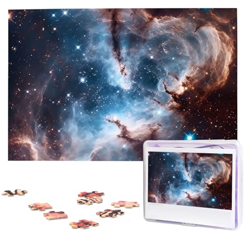 Fhpce Universum Galaxie Weltraum-Puzzles mit Aufbewahrungstasche, personalisierte Puzzles für Männer und Frauen, Bilderpuzzle für Familie, anspruchsvolle Fotos, Puzzle für Heimdekoration (74,9 x 50 von Fhpce