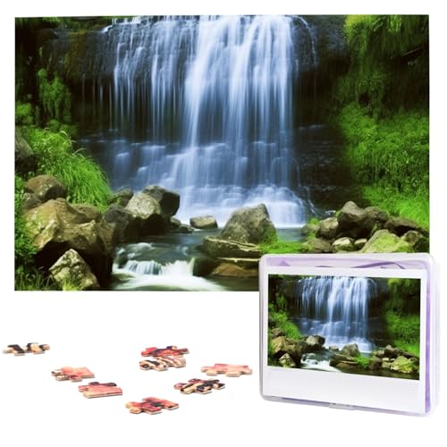 Fhpce Wasserfall-Puzzle, 1000 Teile, mit Aufbewahrungstasche, personalisierte Puzzles für Männer und Frauen, Bilderpuzzle für Familie, anspruchsvolle Fotos, Puzzle für Heimdekoration (74,9 x 50 cm) von Fhpce