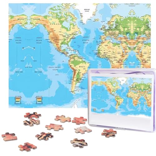 Fhpce map Puzzles 500 Teile mit Aufbewahrungstasche, personalisierte Puzzles für Männer und Frauen, Bilderpuzzle für Familie, anspruchsvolle Fotos, Puzzle für Heimdekoration (51,8 x 38,1 cm) von Fhpce