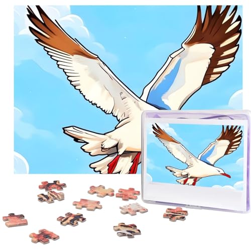 Flying Seagulls Puzzles 500 Teile mit Aufbewahrungstasche, personalisierte Puzzles für Männer und Frauen, Bilderpuzzle für Familie, anspruchsvolle Fotos, Puzzle für Heimdekoration (51,8 x 38,1 cm) von Fhpce