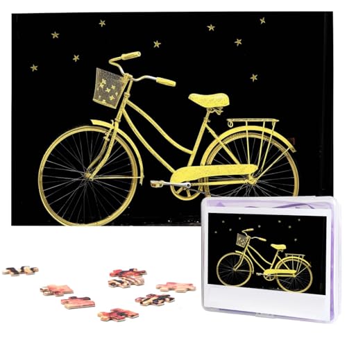 Gelbes Fahrrad-Puzzle, 1000 Teile, mit Aufbewahrungstasche, personalisierte Puzzles für Männer und Frauen, Bilderpuzzle für Familie, anspruchsvolle Fotos, Puzzle für Heimdekoration (74,9 x 50 cm) von Fhpce