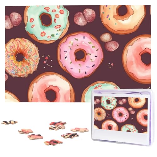 Hübsche Donut-Puzzles, 1000 Teile, mit Aufbewahrungstasche, personalisierte Puzzles für Männer und Frauen, Bilderpuzzle für Familie, anspruchsvolle Fotos, Puzzle für Heimdekoration (74,9 x 50 cm) von Fhpce