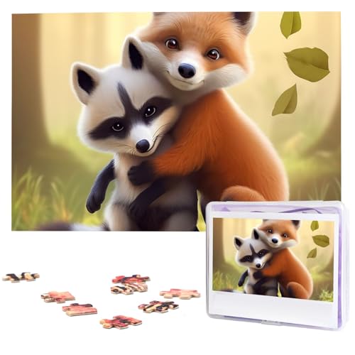 Hug Animal Puzzles 1000 Teile mit Aufbewahrungstasche, personalisierte Puzzles für Männer und Frauen, Bilderpuzzle für Familie, anspruchsvolle Fotos, Puzzle für Heimdekoration (74,9 x 50 cm) von Fhpce