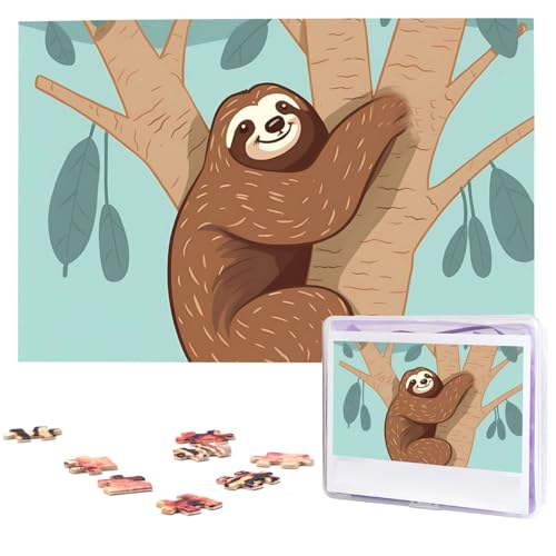 Hug Tree Faultier-Puzzle, 1000 Teile, mit Aufbewahrungstasche, personalisierte Puzzles für Männer und Frauen, Bilderpuzzle für Familie, anspruchsvolle Fotos, Puzzle für Heimdekoration (74,9 x 50 cm) von Fhpce