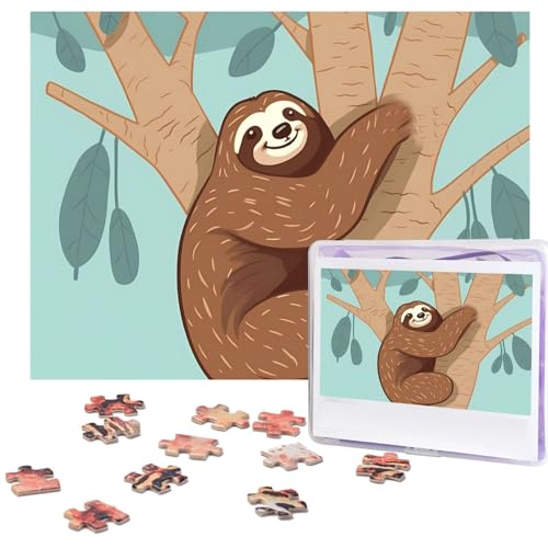 Hug Tree Faultier-Puzzle, 500 Teile, mit Aufbewahrungstasche, personalisierte Puzzles für Männer und Frauen, Bilderpuzzle für Familie, anspruchsvolle Fotos, Puzzle für Heimdekoration (51,8 x 38,1 cm) von Fhpce