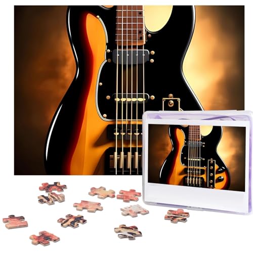 Instrumentalische Gitarren-Puzzles mit Aufbewahrungstasche, personalisiertes Puzzle für Männer und Frauen, Bilderpuzzle für Familie, anspruchsvolle Fotos, Puzzle für Heimdekoration (51,8 x 38,1 cm) von Fhpce