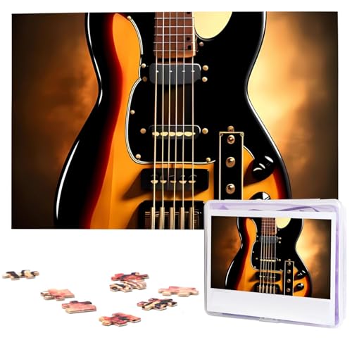 Instrumentalische Gitarren-Puzzles mit Aufbewahrungstasche, personalisiertes Puzzle für Männer und Frauen, Bilderpuzzle für Familie, anspruchsvolle Fotos, Puzzle für Heimdekoration (74,9 x 50 cm) von Fhpce