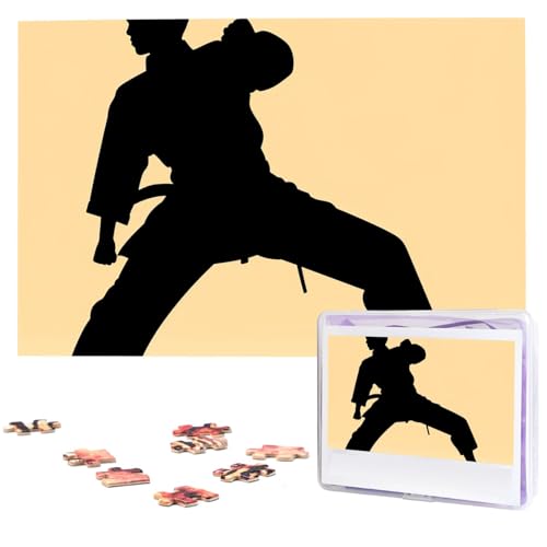 Karate-Silhouette-Puzzles für Männer, 1000 Teile, mit Aufbewahrungstasche, personalisiertes Puzzle für Männer und Frauen, Bilderpuzzle für Familie, anspruchsvolle Fotos, Puzzle für Heimdekoration von Fhpce