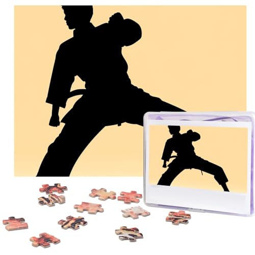 Karate-Silhouette-Puzzles für Männer, 500 Teile, mit Aufbewahrungstasche, personalisiertes Puzzle für Männer und Frauen, Bilderpuzzle für Familie, anspruchsvolle Fotos, Puzzle für Heimdekoration (51,8 von Fhpce