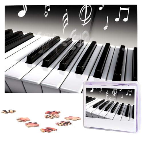 Klavier-Musik-Symbol-Puzzle, 1000 Teile, mit Aufbewahrungstasche, personalisierte Puzzles für Männer und Frauen, Bilderpuzzle für Familie, anspruchsvolle Fotos, Puzzle für Heimdekoration (74,9 x 50 von Fhpce