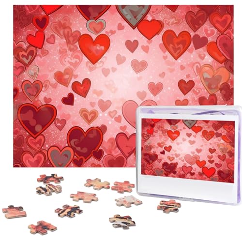 Liebesherz-Puzzle, 500 Teile, mit Aufbewahrungstasche, personalisierte Puzzles für Männer und Frauen, Bilderpuzzle für Familie, anspruchsvolle Fotos, Puzzle für Heimdekoration (51,8 x 38,1 cm) von Fhpce