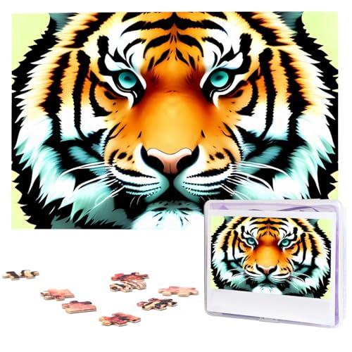 Little Fat Tiger Head Puzzles 1000 Teile mit Aufbewahrungstasche, personalisierte Puzzles für Männer und Frauen, Bilderpuzzle für Familie, anspruchsvolle Fotos, Puzzle für Heimdekoration (74,9 x 50 von Fhpce