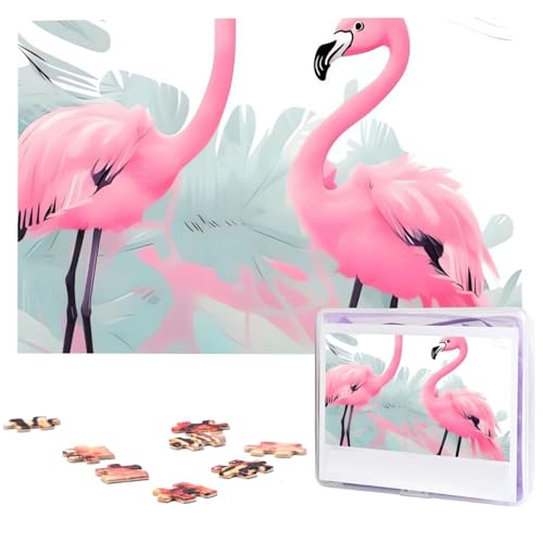 Love Flamingo Puzzles 1000 Teile mit Aufbewahrungstasche, personalisierte Puzzles für Männer und Frauen, Bilderpuzzle für Familie, anspruchsvolle Fotos, Puzzle für Heimdekoration (74,9 x 50 cm) von Fhpce