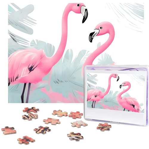 Love Flamingo Puzzles 500 Teile mit Aufbewahrungstasche, personalisierte Puzzles für Männer und Frauen, Bilderpuzzle für Familie, anspruchsvolle Fotos, Puzzle für Heimdekoration (51,8 x 38,1 cm) von Fhpce