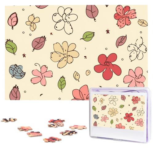 Lovely Flower Patterns Puzzles 1000 Pieces with Storage Bag Personalized Jigsaw Puzzles for Men Women Picture Puzzle for Family Challenging Photos Puzzle for Home Decor (74.9 cm x 50.0 cm) von Fhpce